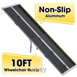 10FT Aluminum Multi-Folding Wheelchair Ramp Briefcase Style Portable Heavy Duty