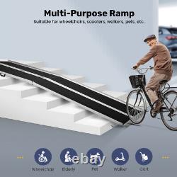 10FT Folding Aluminum Wheelchair Ramp Portable Mobility Scooter Non-Slip 800LBS