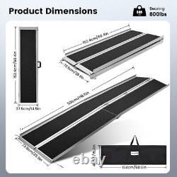 10FT Folding Aluminum Wheelchair Ramp Portable Mobility Scooter Non-Slip 800LBS