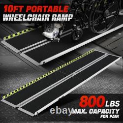 10Ft Aluminum Folding Wheelchair Scooter Mobility Ramp Portable Non-Slip 800 LBS