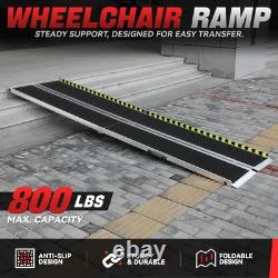 10Ft Aluminum Folding Wheelchair Scooter Mobility Ramp Portable Non-Slip 800 LBS
