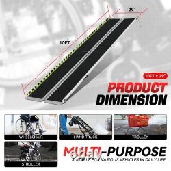 10Ft Aluminum Folding Wheelchair Scooter Mobility Ramp Portable Non-Slip 800 LBS