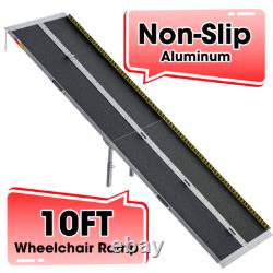 10ft Aluminum Multi-Folding Wheelchair Scooter Mobility Ramp Portable Non-Slip