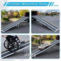 10ft Aluminum Multi-Folding Wheelchair Scooter Mobility Ramp Portable Non-Slip