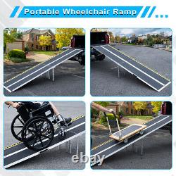 10ft Wheelchair Ramp Aluminum Multi-Folding Scooter Mobility Portable 600 LB