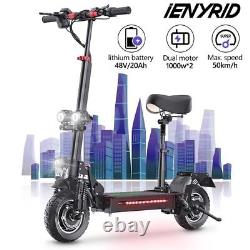 10in Folding Electric Scooter 2OOOW 48V 20AH Dual Motor Adult Off Road Tire USA