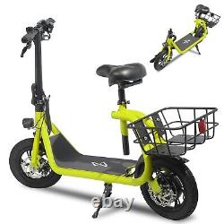 12'' Electric Scooter Folding Dual 450W with Seat Basket Off-Road Ebike Waterproof