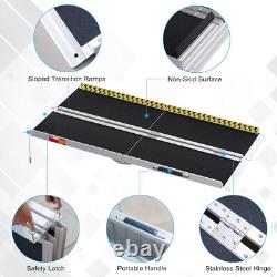 2-8ft Folding Aluminum Wheelchair Ramp Portable Mobility Scooter Non-Slip 600LBS