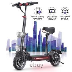 2000W Electric Scooters Dual Motors 48V 20Ah 31mph 10''Folding Off Road eScooter