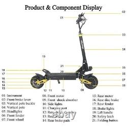 2400 Folding Dual Motor 48V 20.8Ah Adult Electric Scooter 10Road Tire E-Scooter