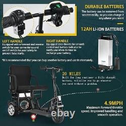 3-Wheel Folding Mobility Scooters, 20 Miles Range, 2Ah Removable Lithium Battery