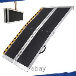 4/6/7ft Portable Aluminum Non Skid Wheelchair Scooter Mobility Ramp Folding