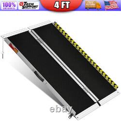 4 FT Portable Wheelchair Ramp Non-Slip Aluminum Folding Handicap Ramp Scooter