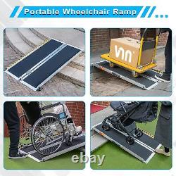 4 FT Portable Wheelchair Ramp Non-Slip Aluminum Folding Handicap Ramp Scooter