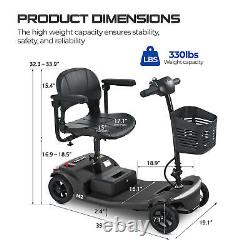 4 Wheel Foldable Senior Adult Electric Mobility Scooter 250W 330lbs Portable