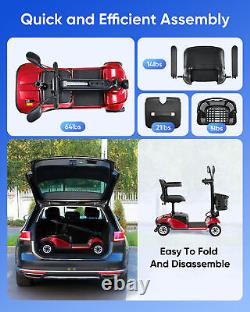 4 Wheels Electric Mobility Scooter for Seniors, Portable, Collapsible and Travel