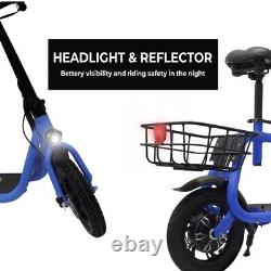 450W Electric Scooter Adult with Seat Carry Basket Foldable E Mopeds Lightweigt