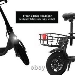 450W Electric Scooter for Adults Foldable Moped Commuter with Seat & Carry Basket