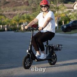 450W Electric Scooter with Seat Folding Adult Ebike Bicycle Commuter 12 in Tires