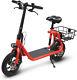 450w Foldable E Scooter With Seat Red Electric Moped Bike Sports Adult Commute