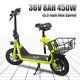 450w Foldable Electric Scooter With Seat & Carry Basket Commuter Urban E-scooter