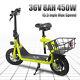 450w Foldable Electric Scooter With Seat & Carry Basket Commuter Urban E Scooter