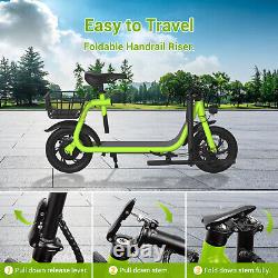 450W Foldable Electric Scooter with Seat & Carry Basket Commuter Urban E-Scooter