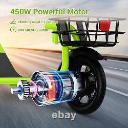 450W Foldable Electric Scooter with Seat & Carry Basket Commuter Urban E-Scooter