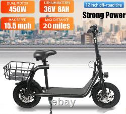 450W Portable Folding Electric Scooter Off-Road Waterproof Adult E-bike with Seat