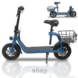 450W Portable Sports Electric Scooter Folding Adult E-bike With Seat Carry Basket