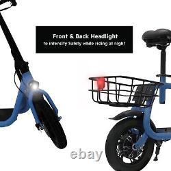 450W Sport Electric Scooter Commuter with Seat Folding Adult Ebike Bicycle Blue