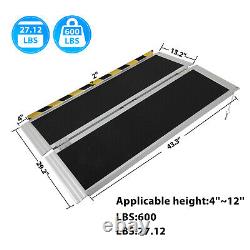 4FT Aluminum Folding Wheelchair Scooter Mobility Ramp Portabl 600 LBS