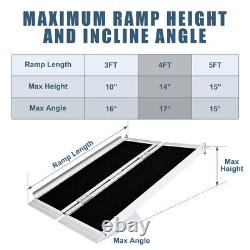 4FT Folding Aluminum Wheelchair Ramp Portable Mobility Scooter Non-Slip -600LBS