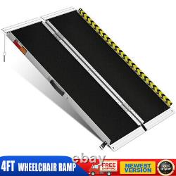 4FT Wheelchair Ramp Aluminum Folding Mobility Scooter Portable Non-Slip 600 LBS