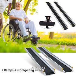 5ft Aluminum Non-Skid Wheelchairs Scooter Mobility Ramp Portable Folding 600lbs