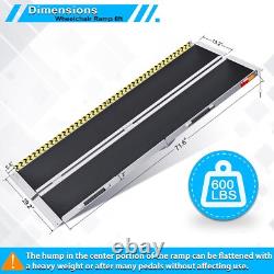 6FT Aluminum Multi-Folding Wheelchair Ramp Scooter Mobility Portable Ramp 600 lb