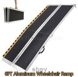 6FT Non-Skid Foldable Portable Wheelchair Ramp Scooter Mobility Aluminium