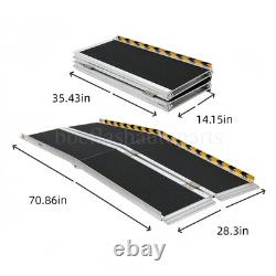 6FT Non-Skid Foldable Portable Wheelchair Ramp Scooter Mobility Aluminium
