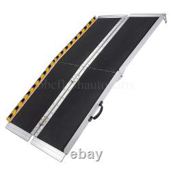 6FT Non-Skid Foldable Portable Wheelchair Ramp Scooter Mobility Aluminium