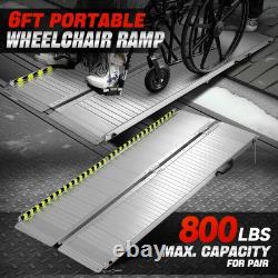 6Ft Aluminum Folding Wheelchair Scooter Mobility Stairs Ramp Portable Non-Slip