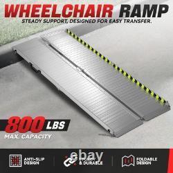 6Ft Aluminum Folding Wheelchair Scooter Mobility Stairs Ramp Portable Non-Slip