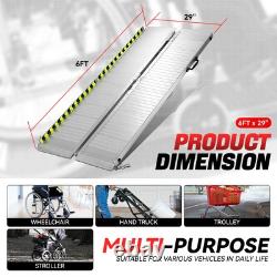 6Ft Aluminum Folding Wheelchair Scooter Mobility Stairs Ramp Portable Non-Slip