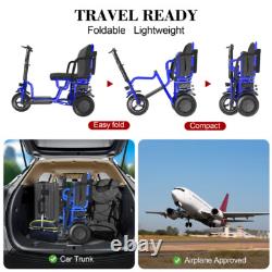 700W 3-Wheels Portable Double Motor Folding Blue Electric Power Mobility Scooter
