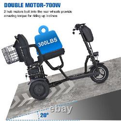 700W 3-Wheels Portable Double Motor Folding Electric Power Mobility Scooter