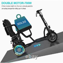 700W 3-Wheels Portable Double Motor Folding Electric Power Mobility Scooter