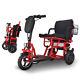 700w 3-wheels Portable Double Motor Folding Electric Power Red Mobility Scooter