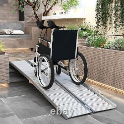 8' Folding Wheelchair Ramp Aluminum Portable Medical Mobility Threshold