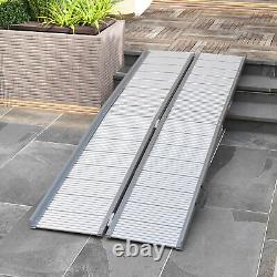 8' Folding Wheelchair Ramp Aluminum Portable Medical Mobility Threshold