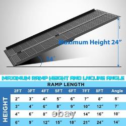 8FT Aluminum Multi-Folding Wheelchair Scooter Mobility Ramp Portable Non-Slip
