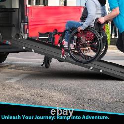 8FT Aluminum Multi-Folding Wheelchair Scooter Mobility Ramp Portable Non-Slip